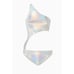 NEW Norma Kamali Shane Swimsuit Bodysuit Women's XS Silver Hologram Monokini