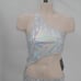 NEW Norma Kamali Shane Swimsuit Bodysuit Women's XS Silver Hologram Monokini