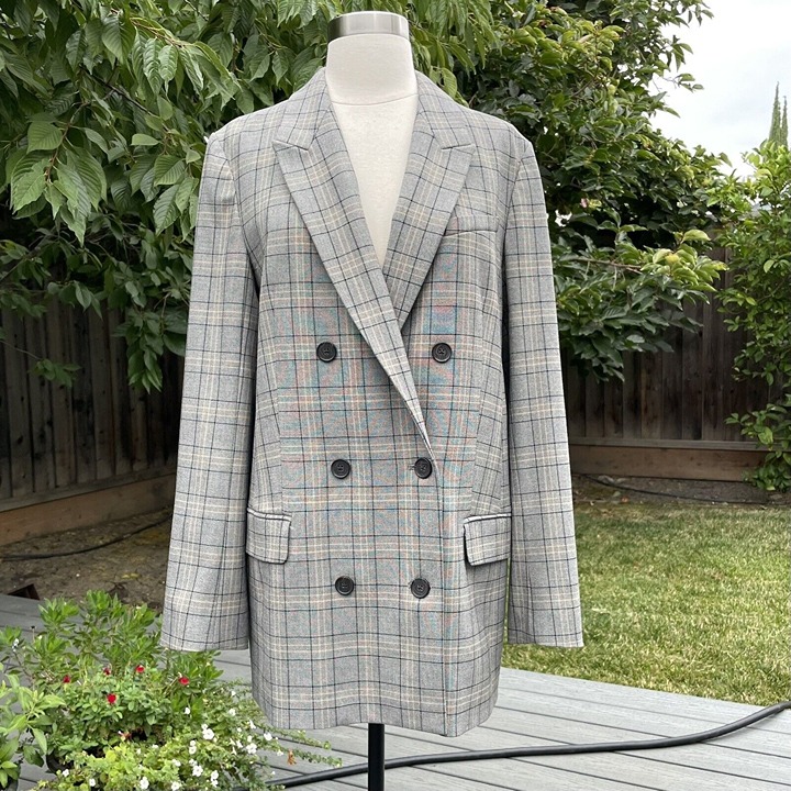 Babaton Aritzia Samuel Blazer in Faded Black Grid Plaid Size 10