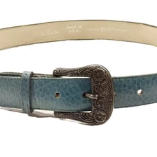 Vintage Carlos Falchi Artisan Style Statement Belt Silver Buckle Teal Sz M 30403