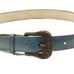 Vintage Carlos Falchi Artisan Style Statement Belt Silver Buckle Teal Sz M 30403