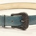Vintage Carlos Falchi Artisan Style Statement Belt Silver Buckle Teal Sz M 30403