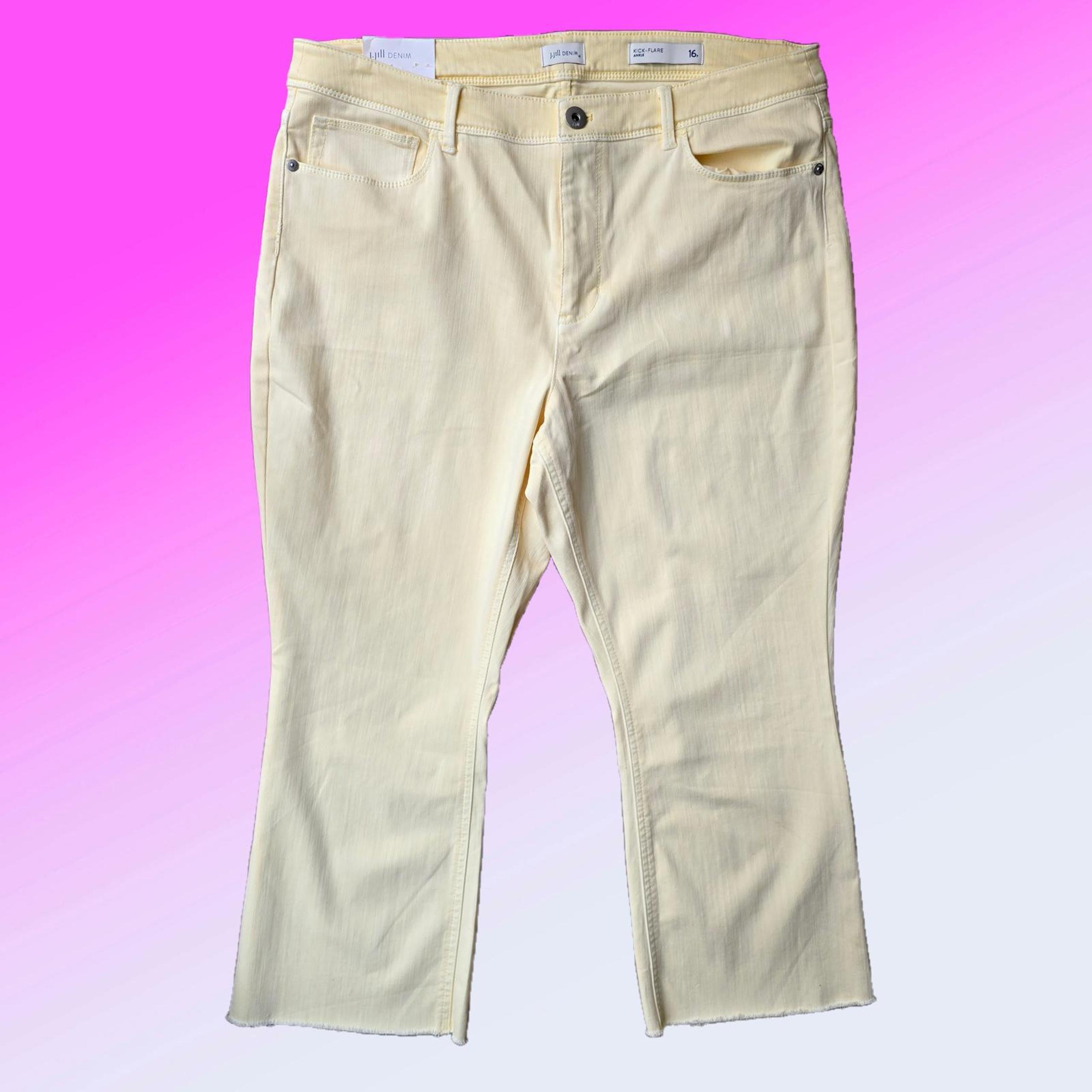 NWT J.Jill Denim Kick-Flare Ankle Jeans - Size 16, Pale Yellow