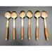 Antique Rosewood Bronze and Wood Set of 6 Small Spoon Thailand Rare