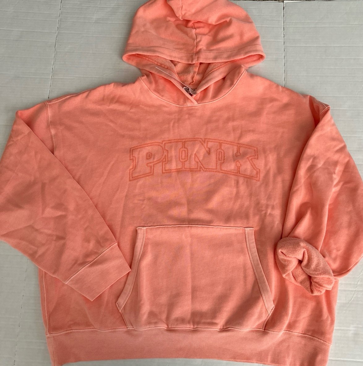 VS PINK Pullover Sweatshirt Hoodie Size XL Orange Hills NWT 2025 SOFT
