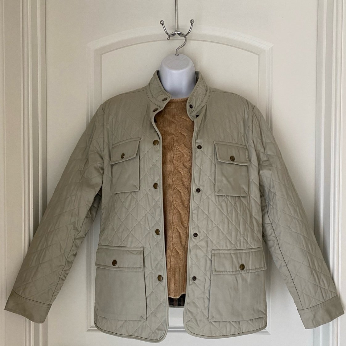 Lands' End Women's Barn Chore Quilted Coat Utility Jacket Sz S Cotton Wool