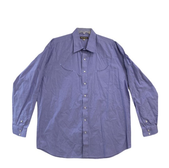 Stetson Men's Solid Blue Long Sleeve Pearl Snap Western Shirt Men's 2XL