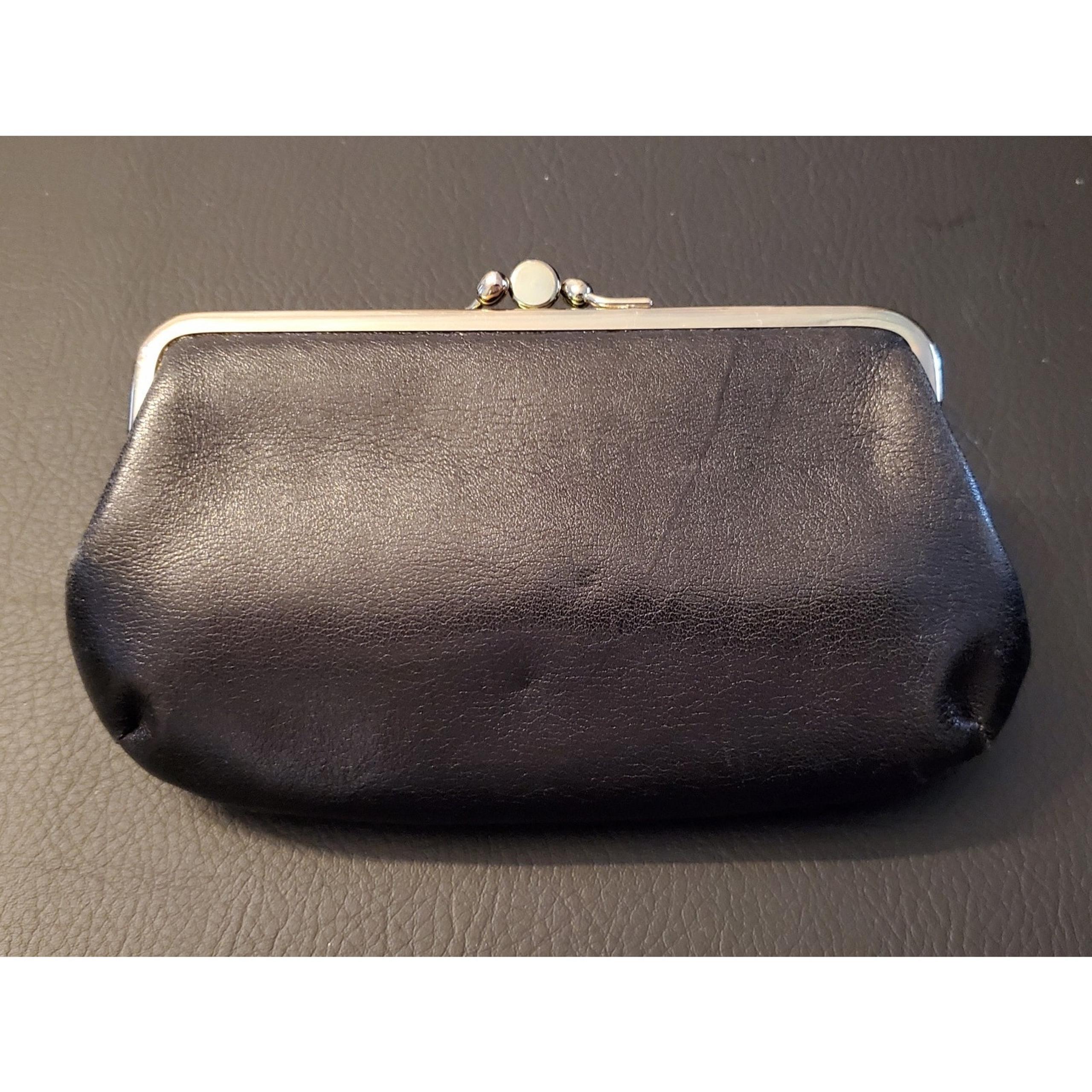 Koret Vintage Clutch Leather Kiss Clasp Handbag Black Wallet Buttery Soft!