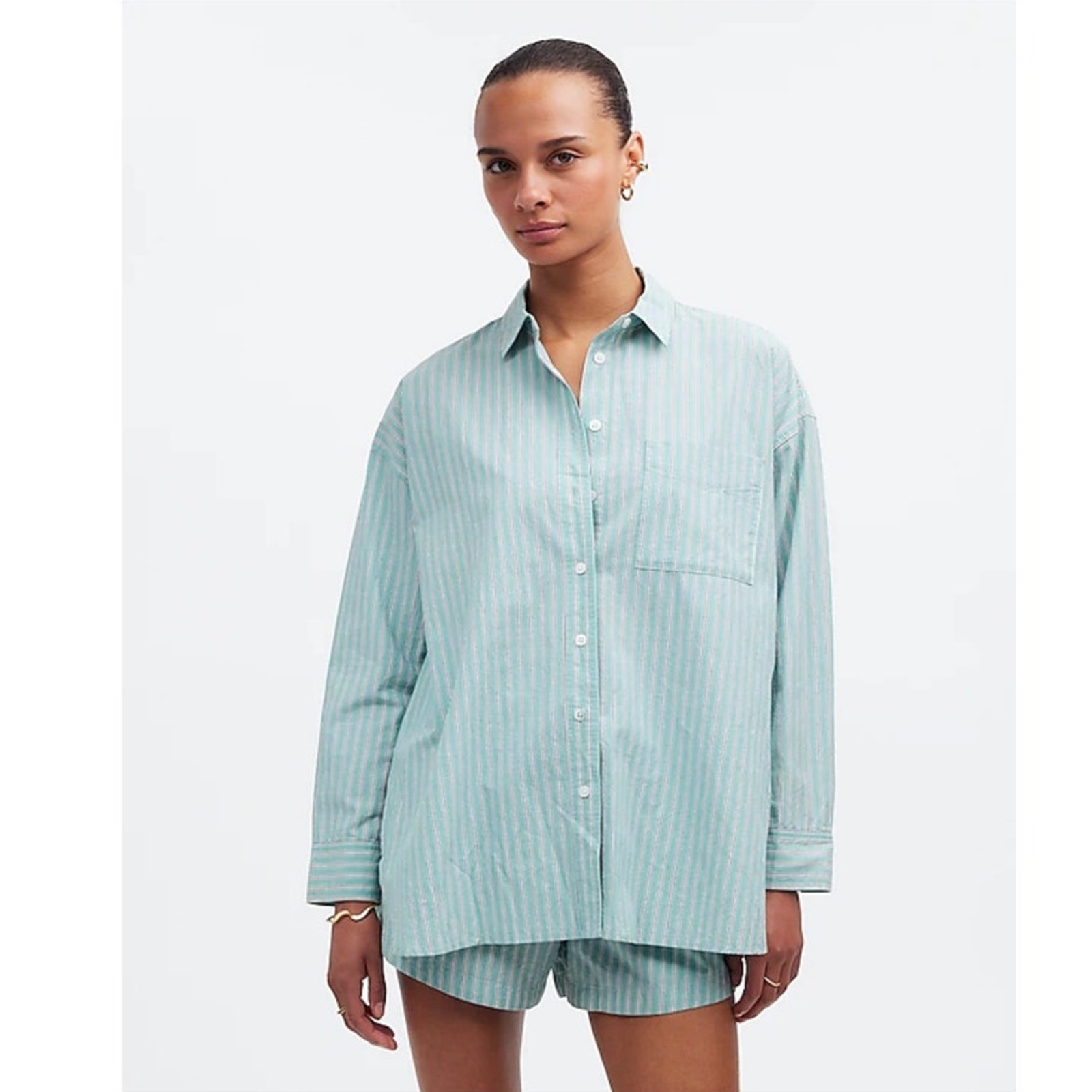 Madewell Signature Poplin Oversized Button Up Cotton Shirt US Women's S New