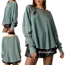 Free People Microphone Drop Thermal Silver Pine NWT Size L