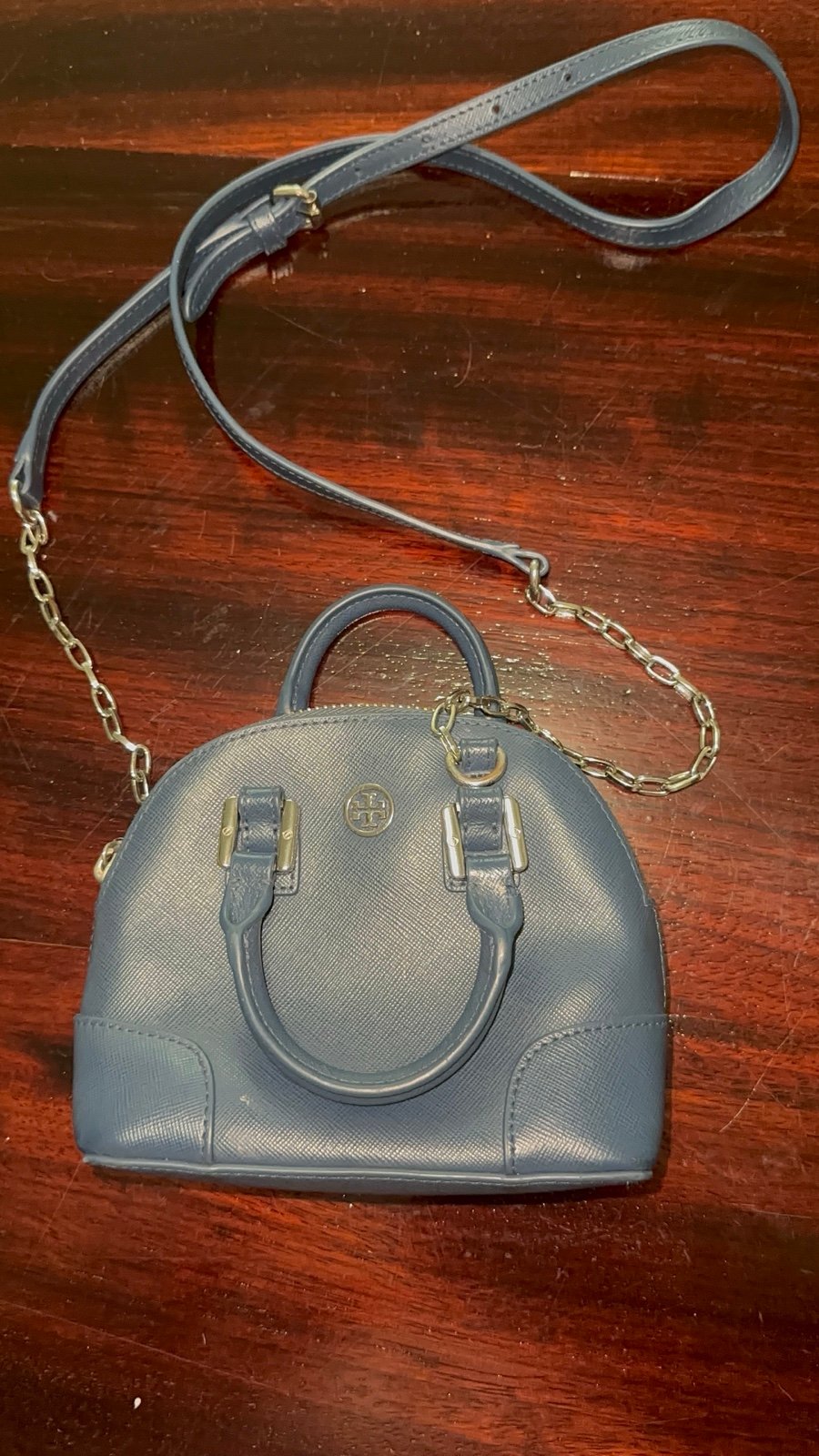 Tory Burch Blue Handbag with Chain Strap