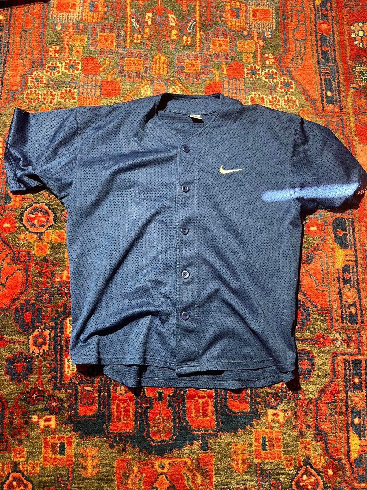 Vtg 90s Silver Tag Nike Mesh Baseball Jersey Navy Size L