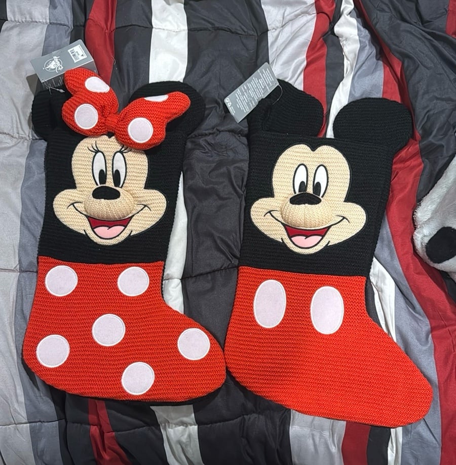 Mickey and Minnie Mouse Christmas Stocking Set