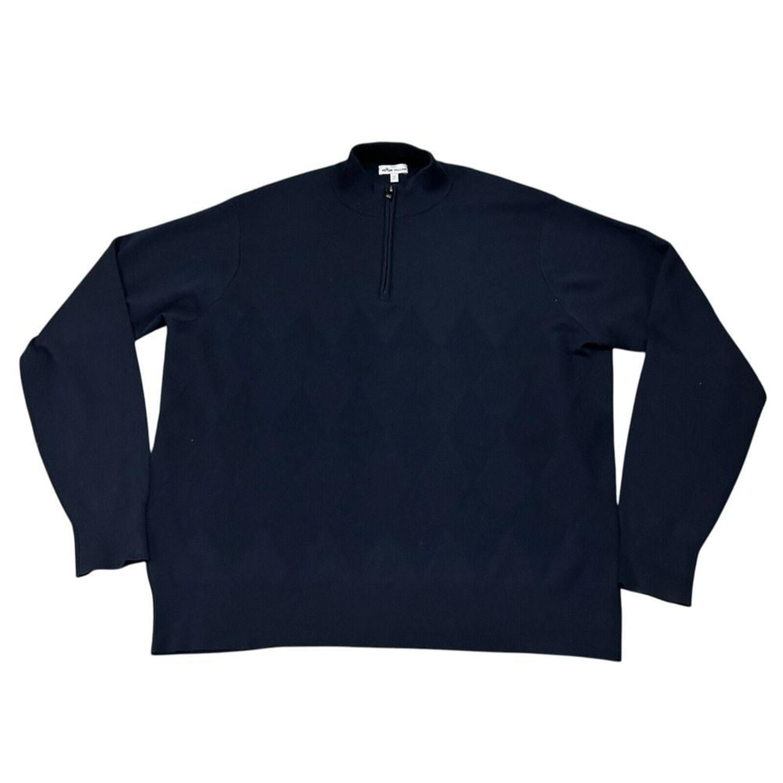 Peter Millar Multi-Stitch 1/4 Zip Sweater Men's XL Navy Blue Italian Merino Wool