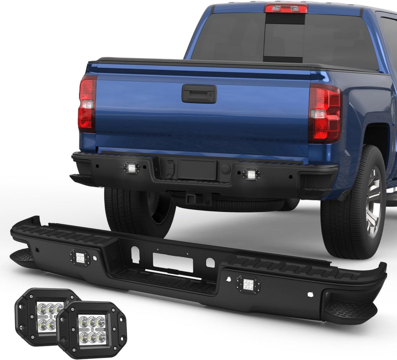 Black Rear Step Bumper Assembly Compatible for 2014-2018 Chevrolet