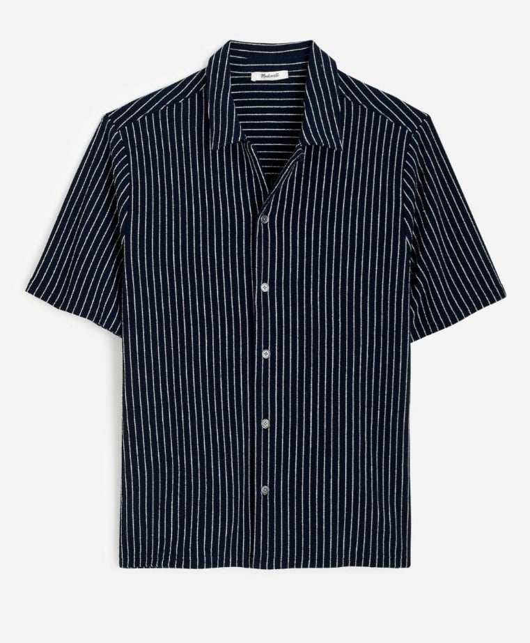 Madewell's Textured Camp Collar Shirt - Deep Indigo