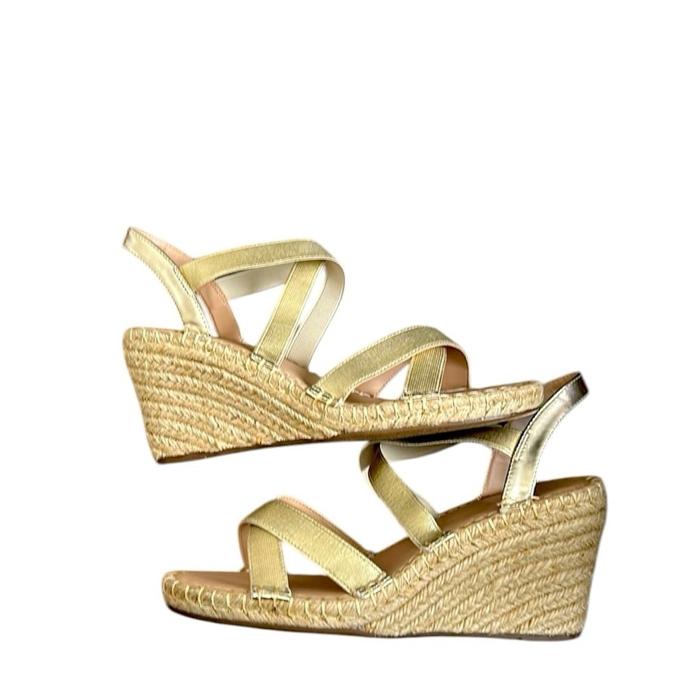 Charles David Nick Espadrilles Wedges 10 Women’s New Gold