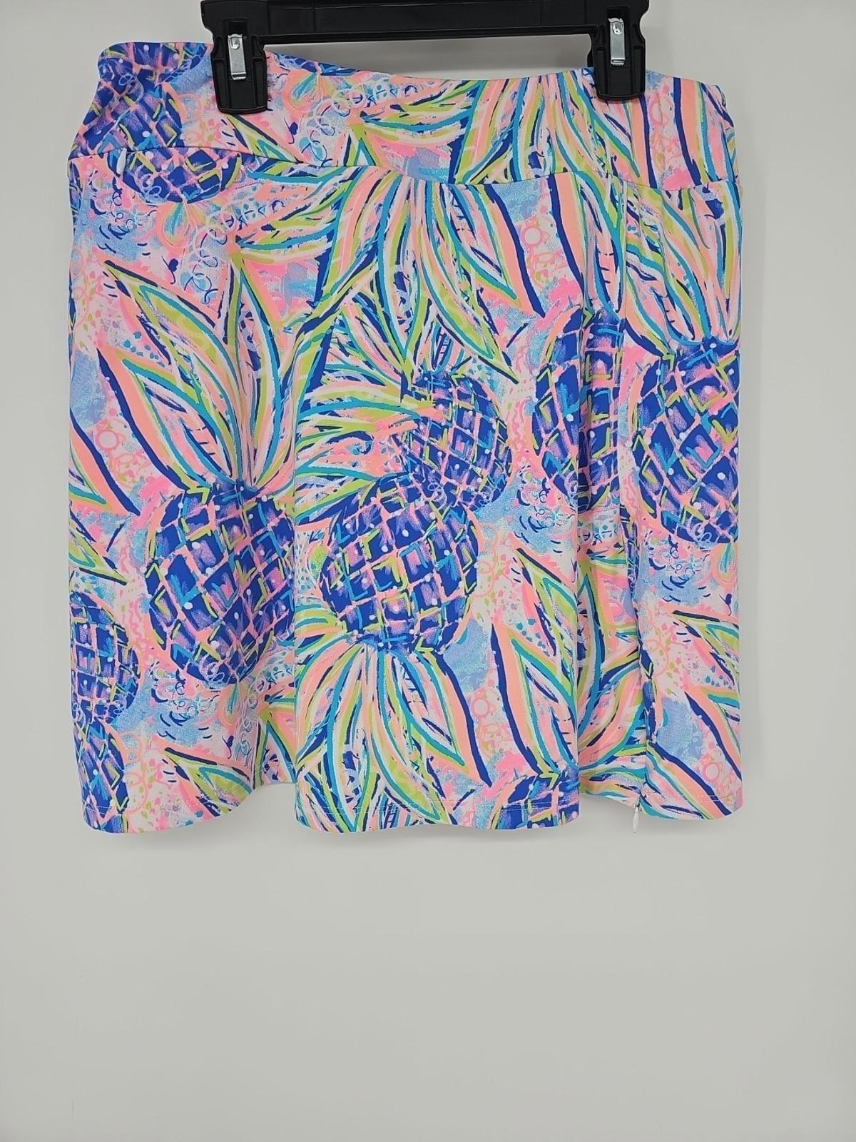 Lulu B Blue Pink Multi Pineapple Print Activewear Skort Skirt Size Small
