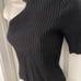 Zara Deep black One shoulder Sweater in medium