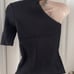 Zara Deep black One shoulder Sweater in medium