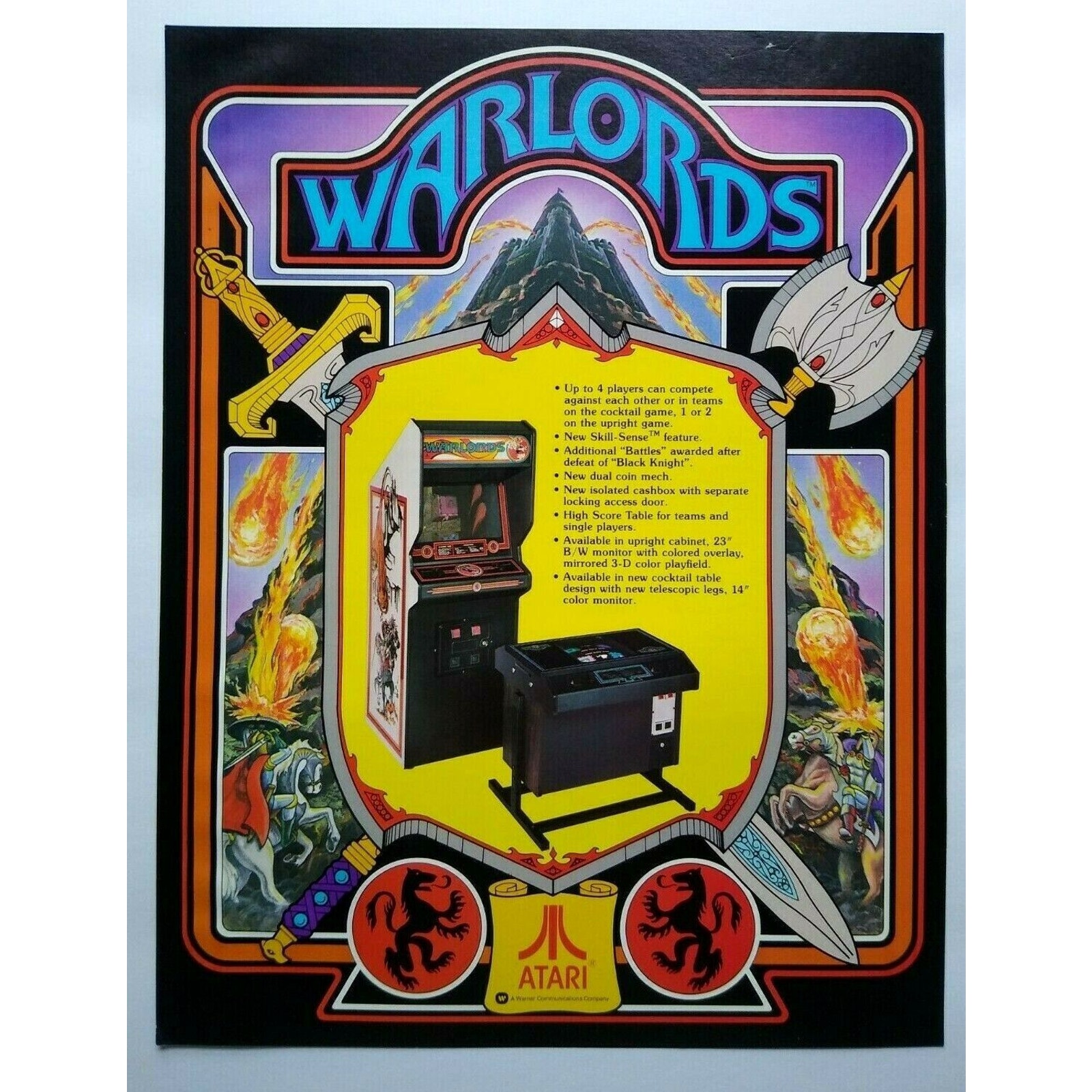 Warlords Arcade FLYER Original Video Game Fantasy Art Print War Lords 1981 Retro