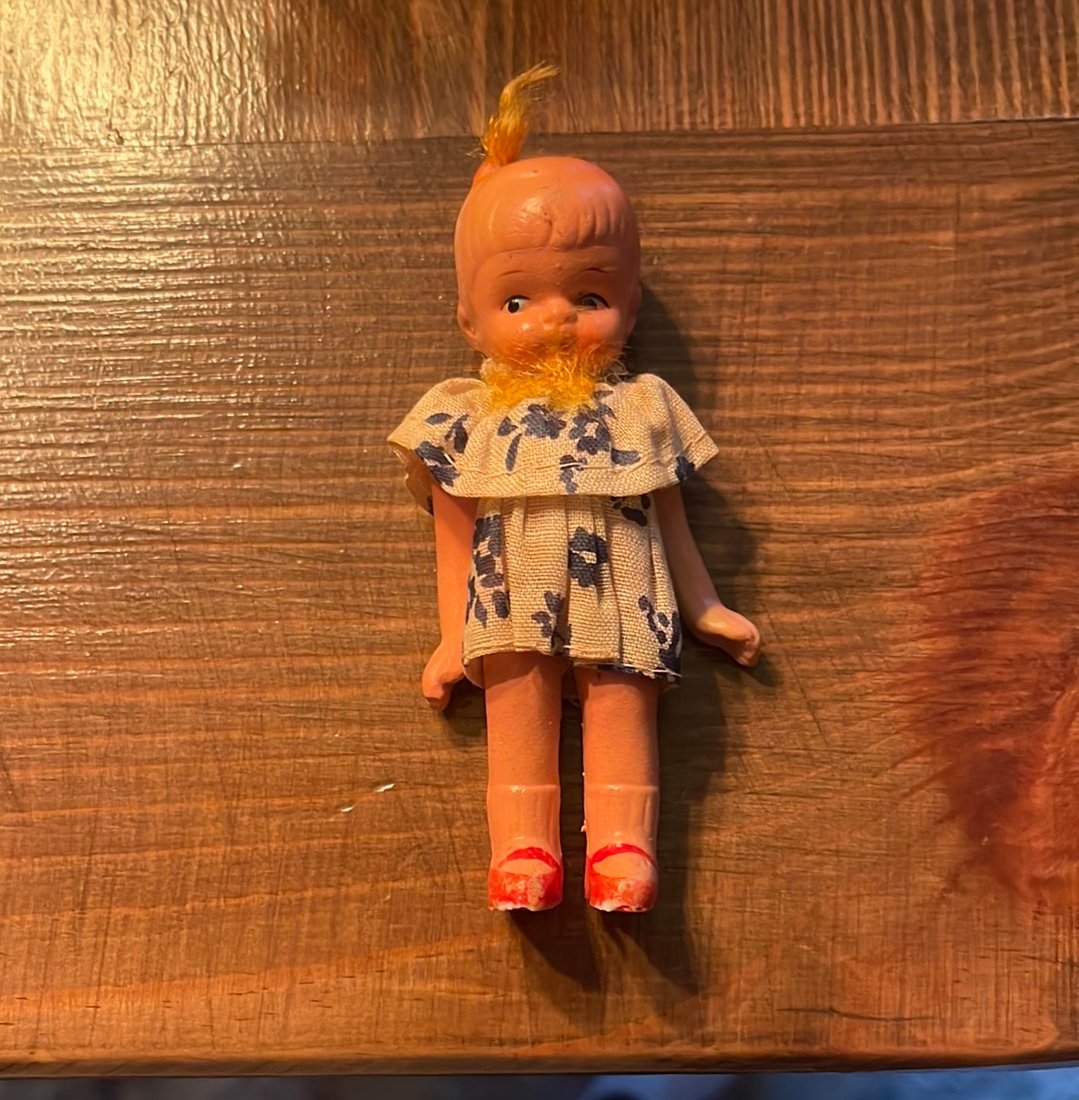 Vintage Japan Bisque 3.25 Bow Knot Molded Bangs Socks Little Girl
