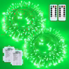 2 Pack Green Christmas Tree Lights, Total 66ft 200 LED Battery Operated Lights