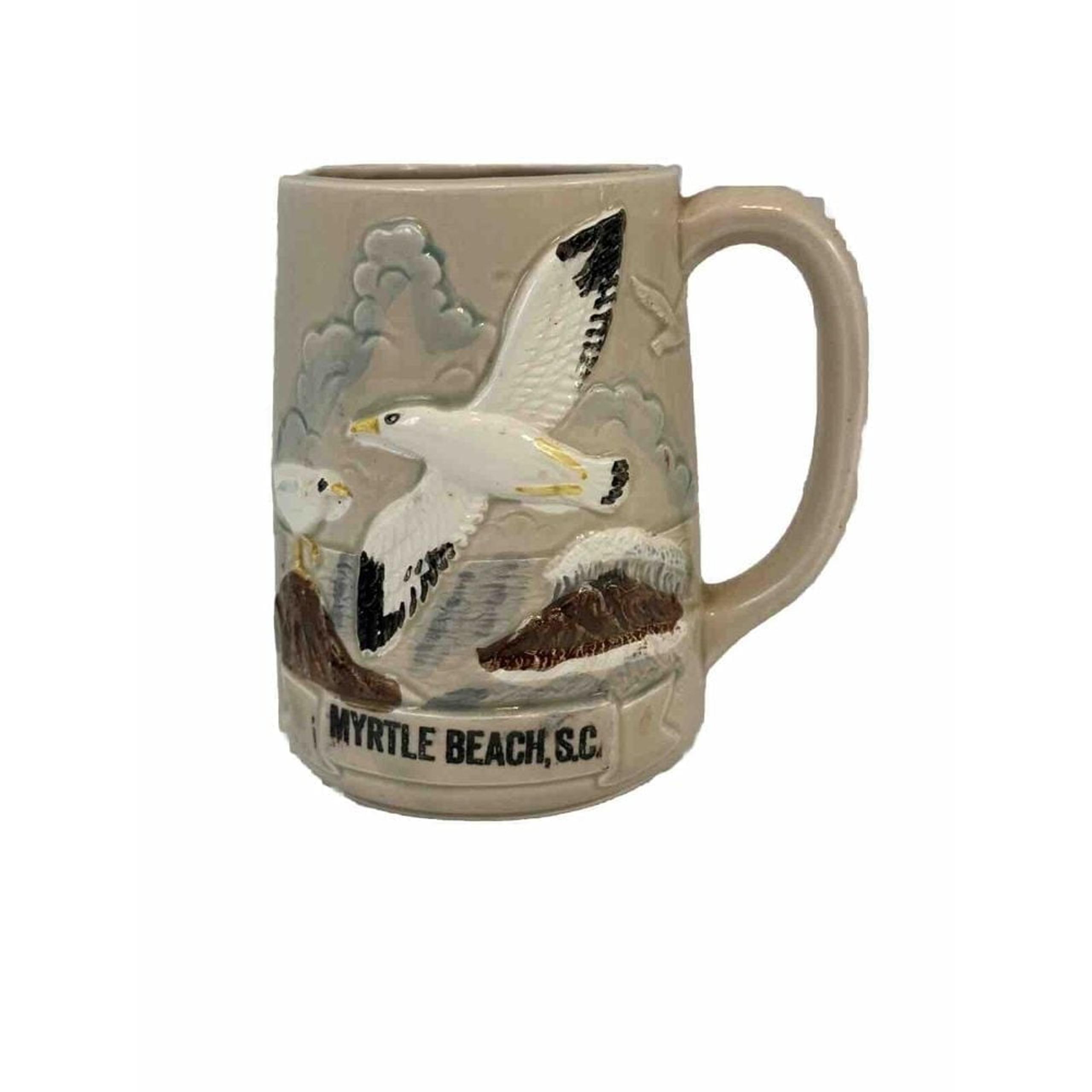 Myrtle Beach SC Souvenir  Coffee Tea Cup Mug Seagulls Lighthouse Made In Japan