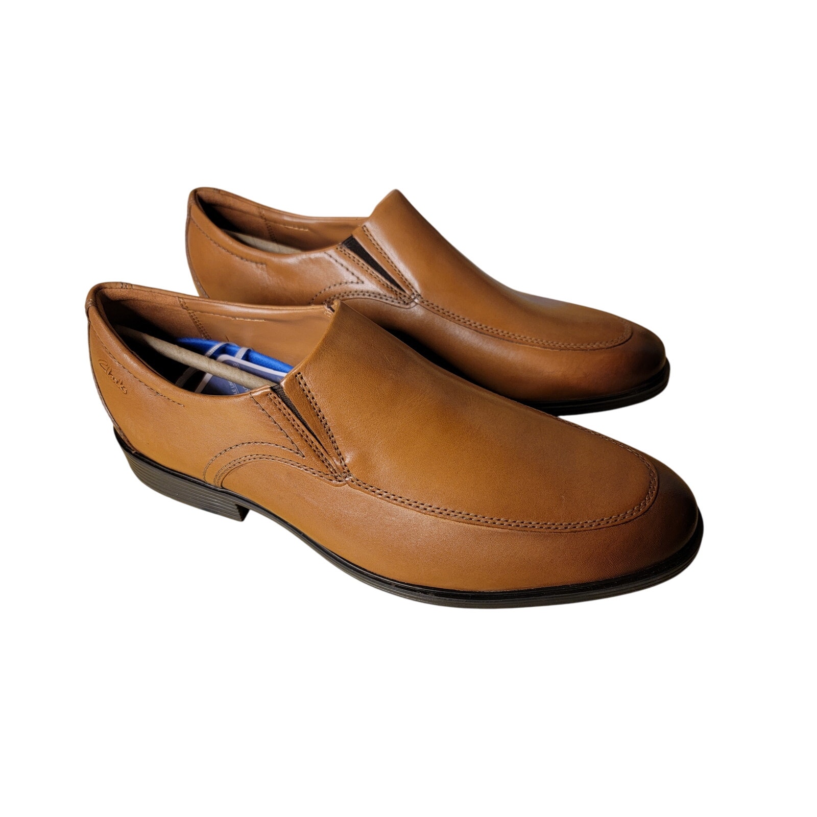 New No Box Clark's Brown Leather Whiddon Shoes Men's Darker Toes 10 W US