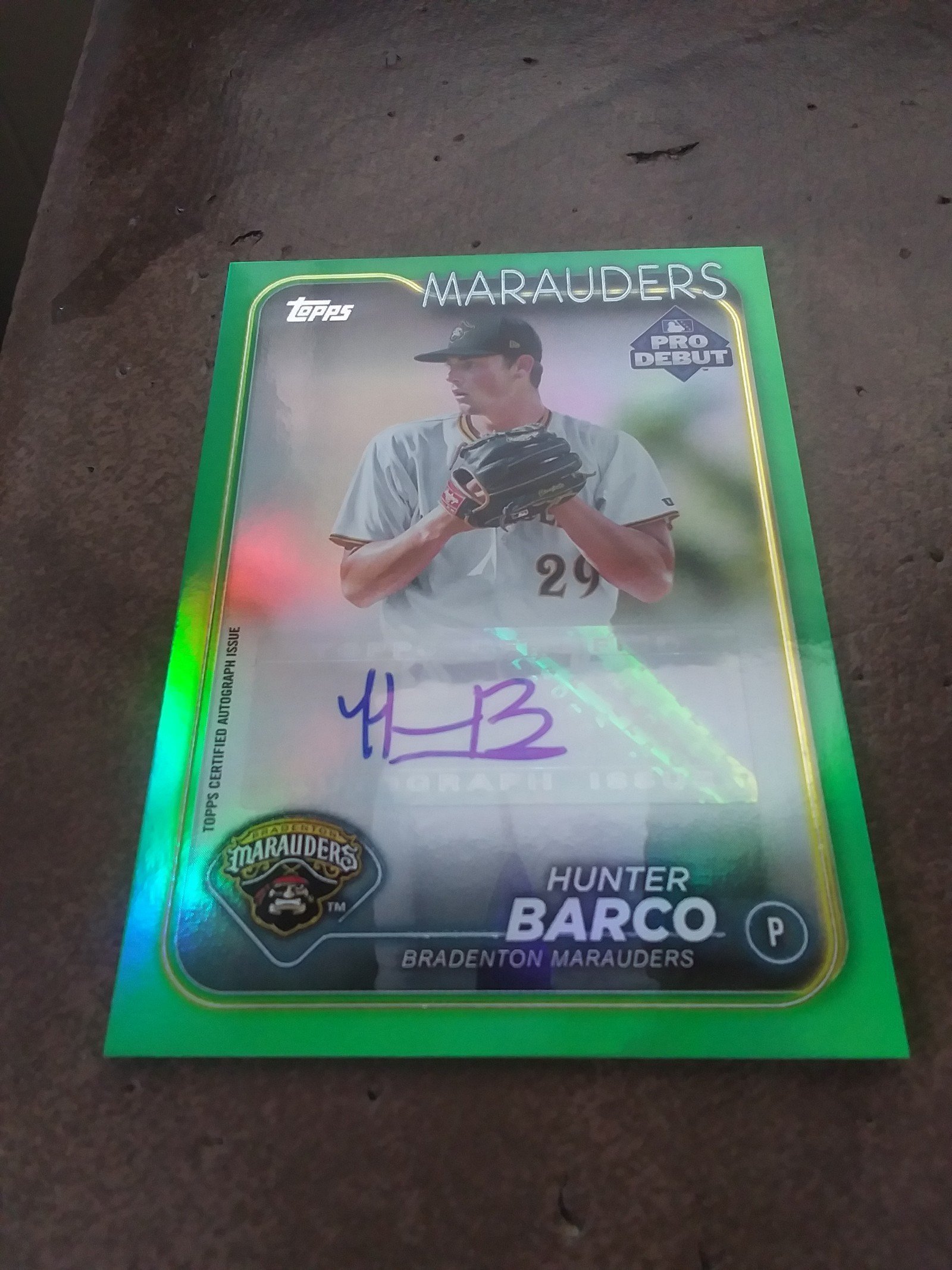 HUNTER BARCO TOPPS PRO DEBUT GREEN AUTO RC #/99 PIRATES FUTURE ACE HOT