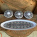 Temp-Tations Old World Black 4 Piece Melamine Condiment Set - Bowls Lids Tray