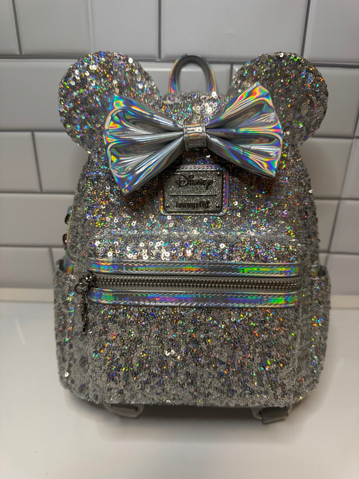 Disney Loungefly X LASR Excl Holographic Sequin Mini Backpack NWT