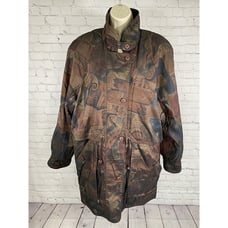 Forecaster Of Boston Multi Tone Brown Full Zip Button Up Drawstring Rain Coat M