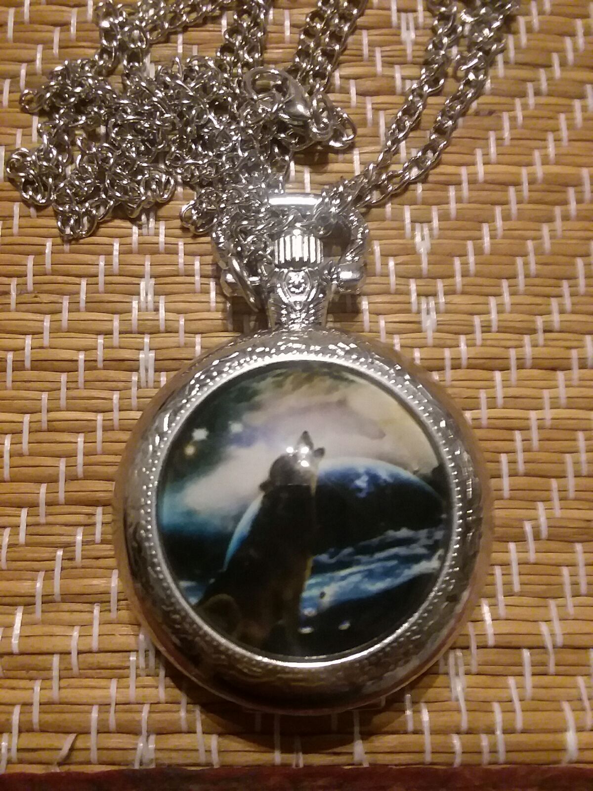 Howling Wolf Pocket Watch Necklace