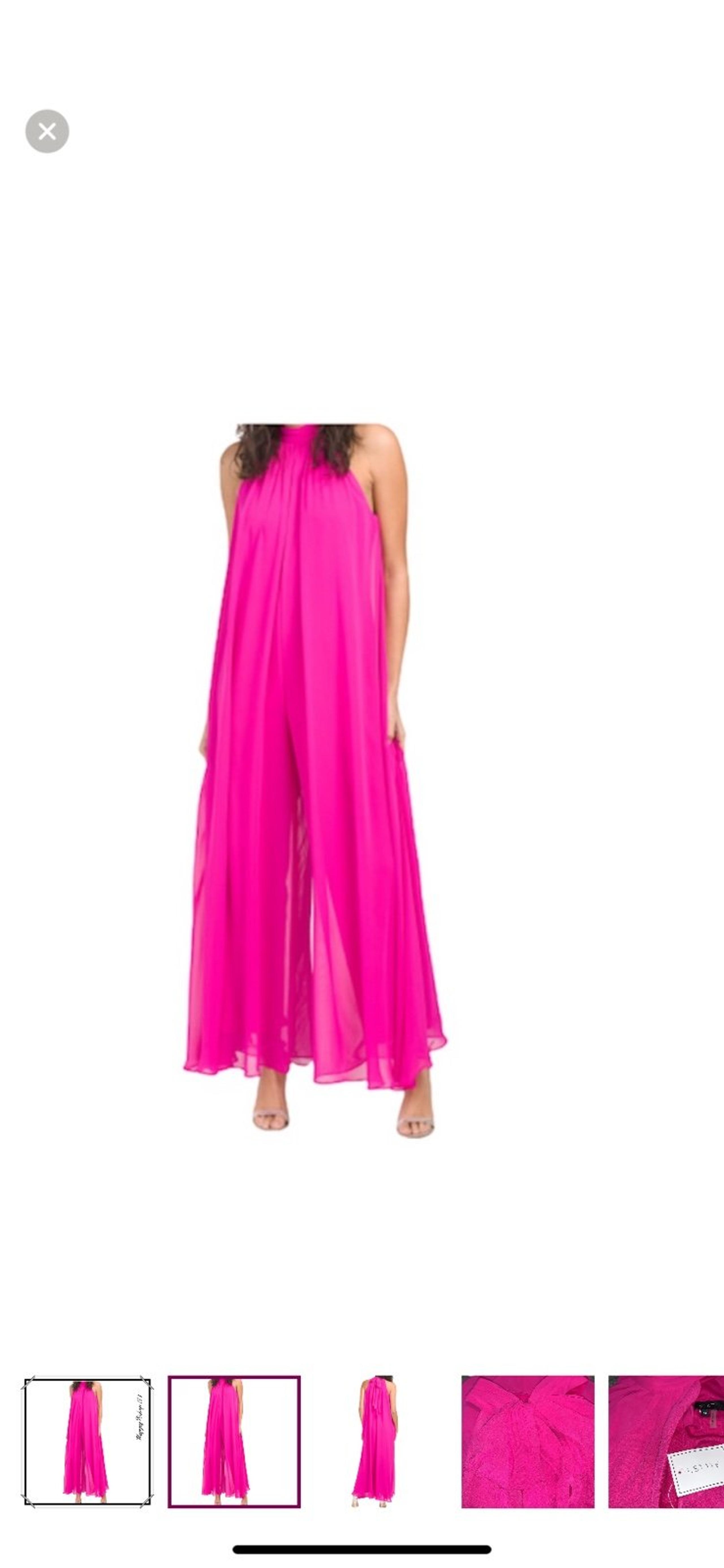 1.State Women's Halter Wide Leg Pleated Jumpsuit Pink Fuschia New