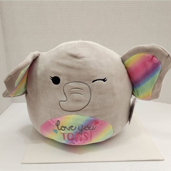 SQUISHMALLOWS Mila rainbow Valentine love you tons elephant 12 new!!!