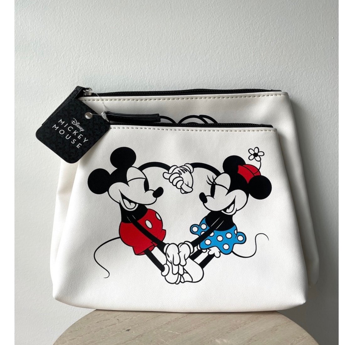 Disney : Mickey and Minnie Two Piece Vegan Leather Pouch Set | New