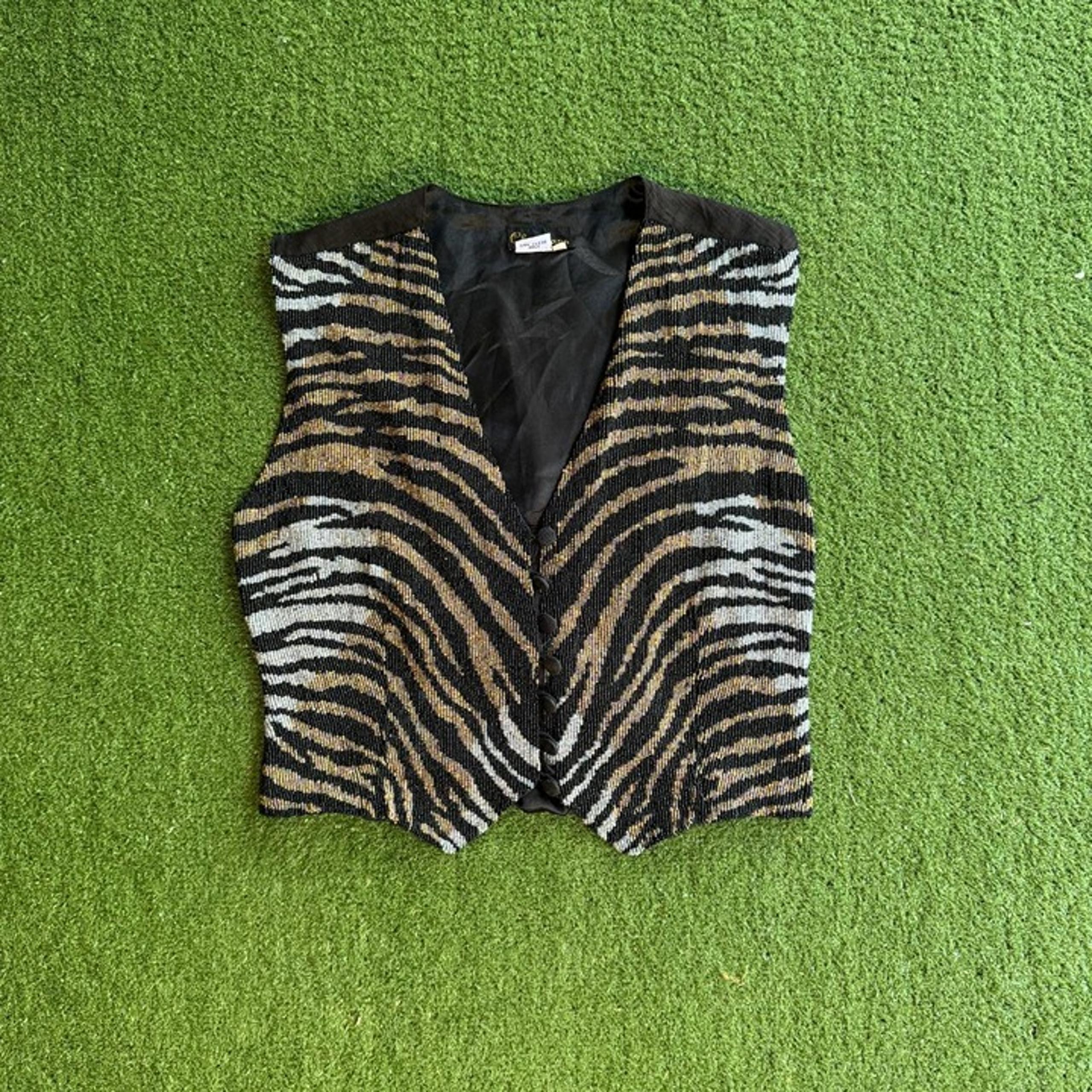 Vintage Christiana Beaded Animal Print Vest
