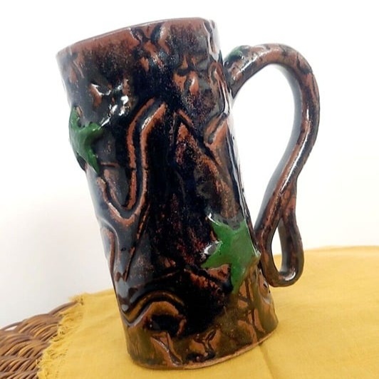 MASSIVE Hand Made Studio Art Pottery Tankard unique Starbucks mug
