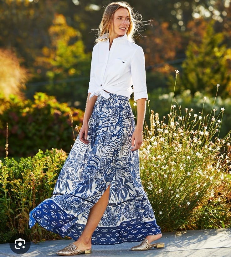 *NWT* 198 Vineyard Vines x Tuckernuck Floral Blue and White Maxi Skirt RARE