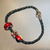 Pandora Leather Christmas Present Beaded Charm Bracelet