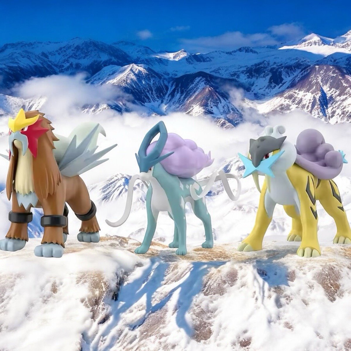 Pokemon Legendary Dogs Ultimate Display 3 Figure set- Suicune, Raikou, Entei