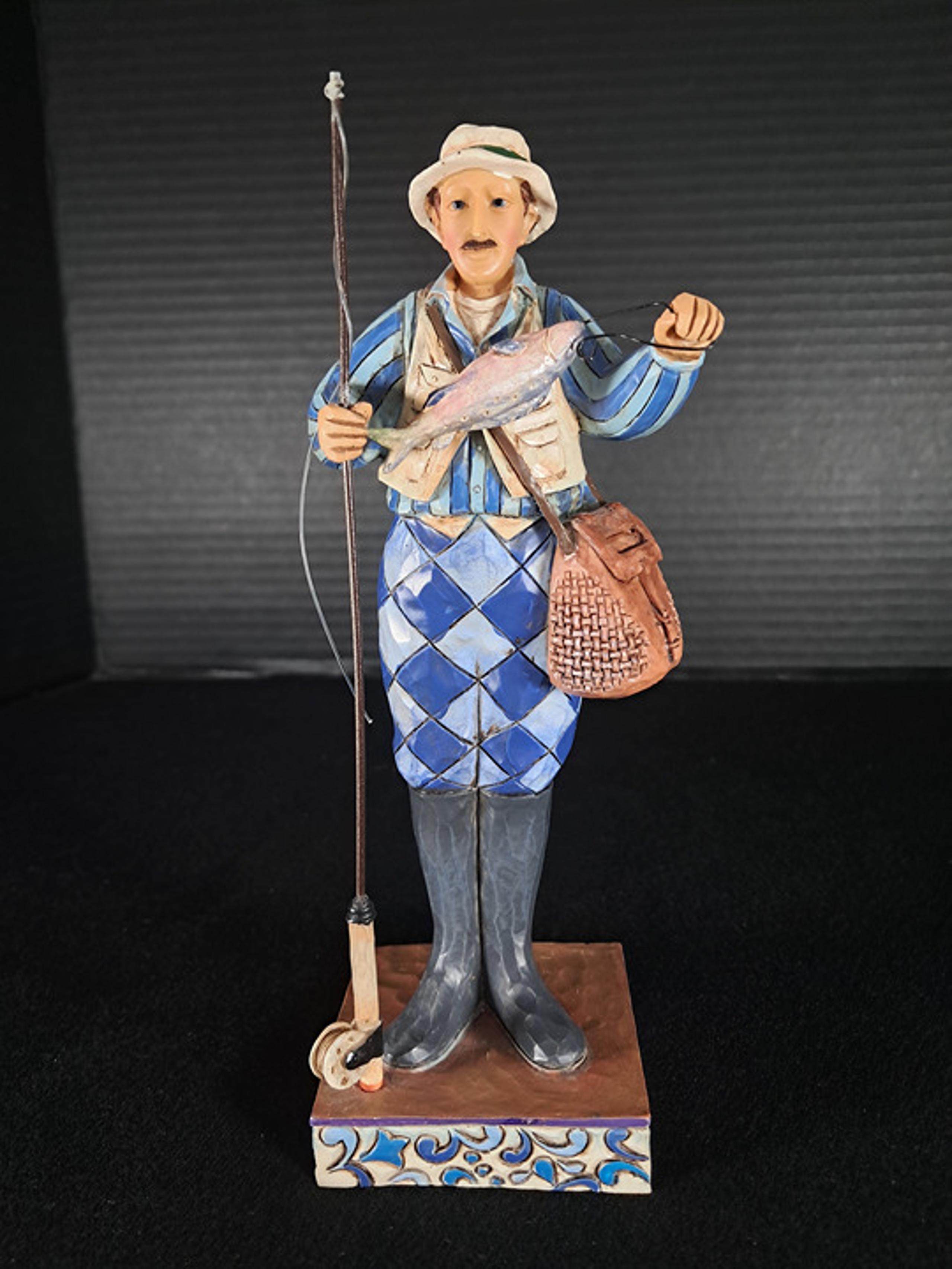 Jim Shore Heartwood Creek The Reel World Fisherman Figurine Excellent 4026887