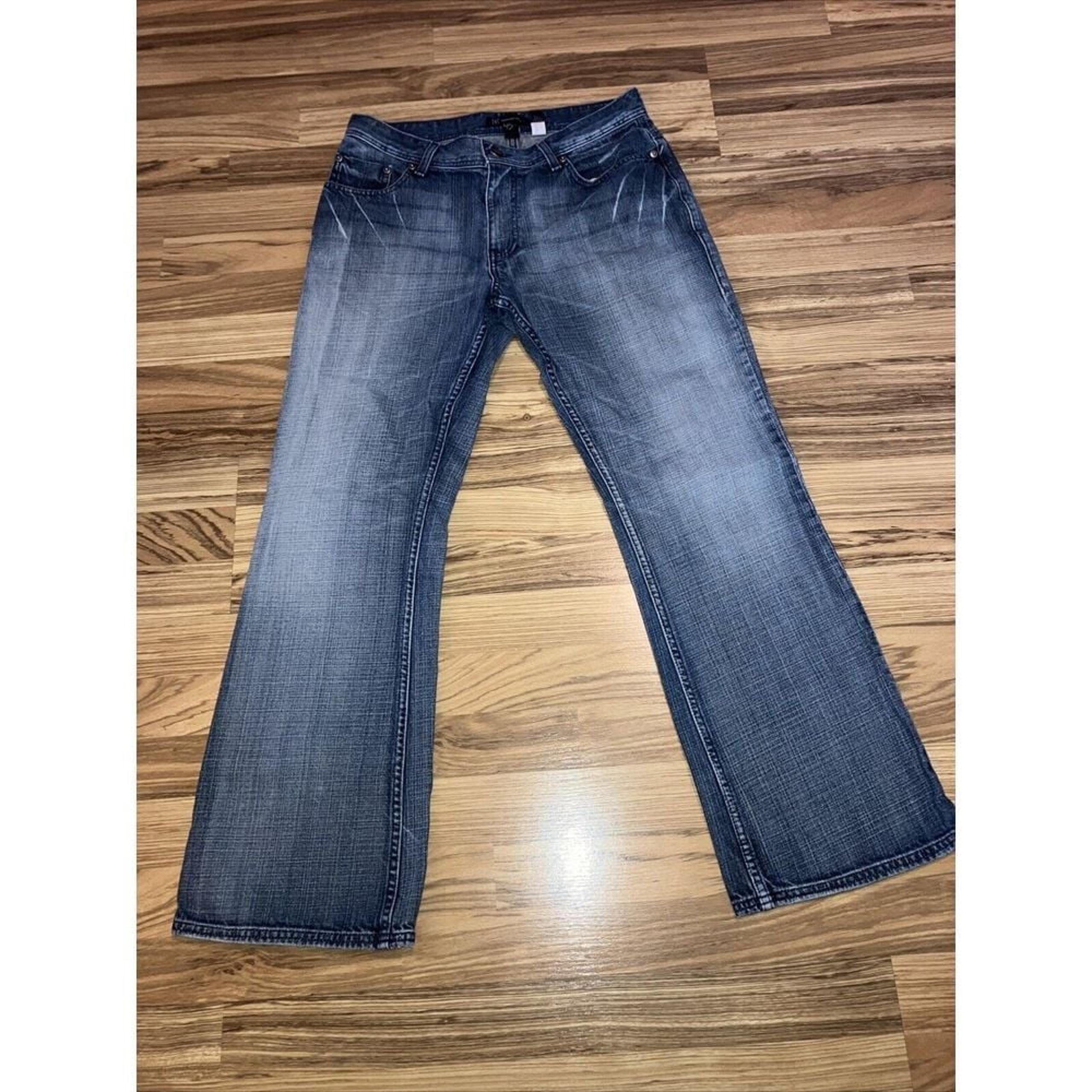 INC Rio International Concepts Y2K Men's Low Rise Boot Cut 32x30 Blue Jeans