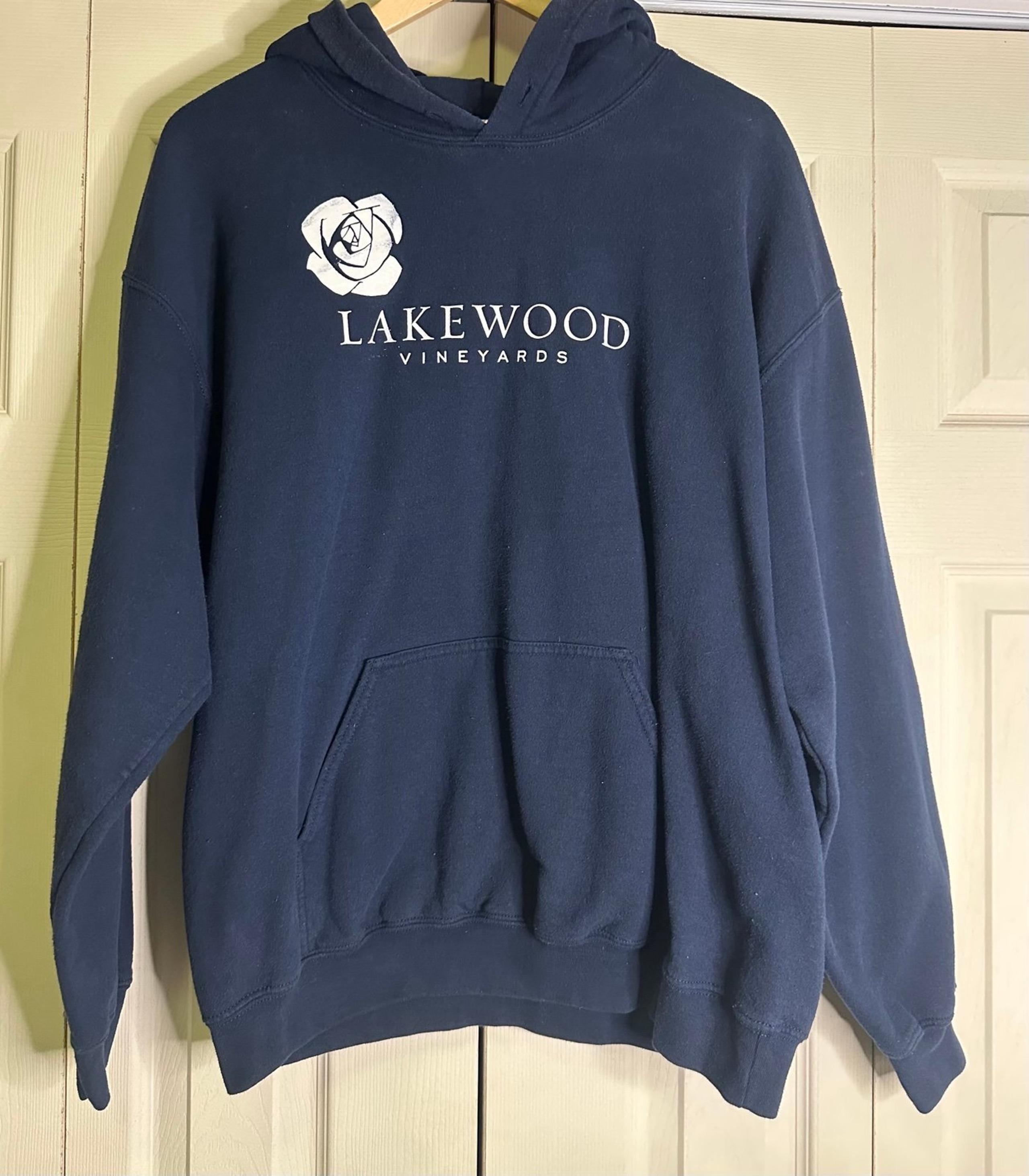 Lakewood Vineyards, Finger Lakes, NY Hoodie, Navy, Size Large