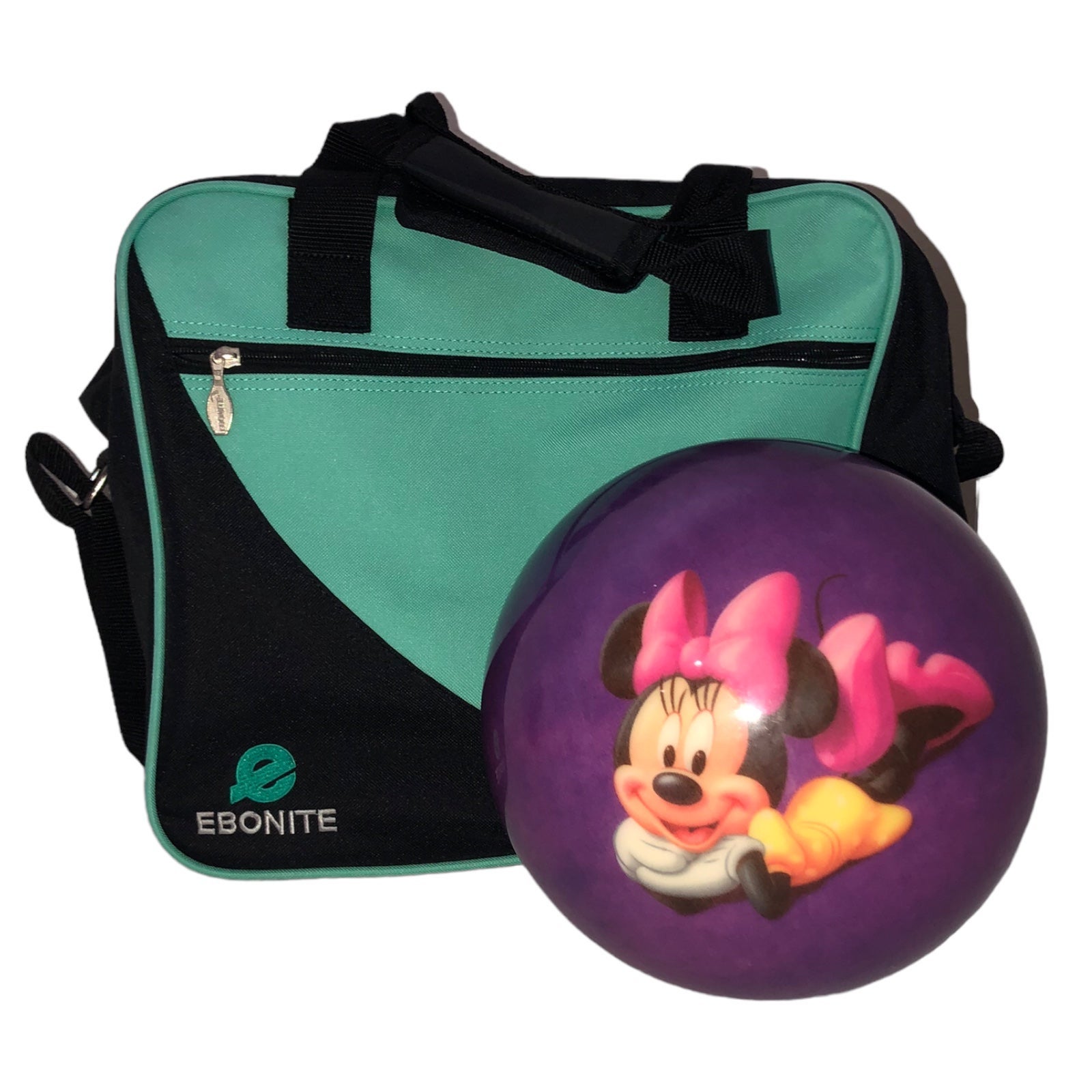 Vintage Brunswick Minnie Mouse Viz-A-Ball 12 lb. Bowling Ball w/ Ebonite Case