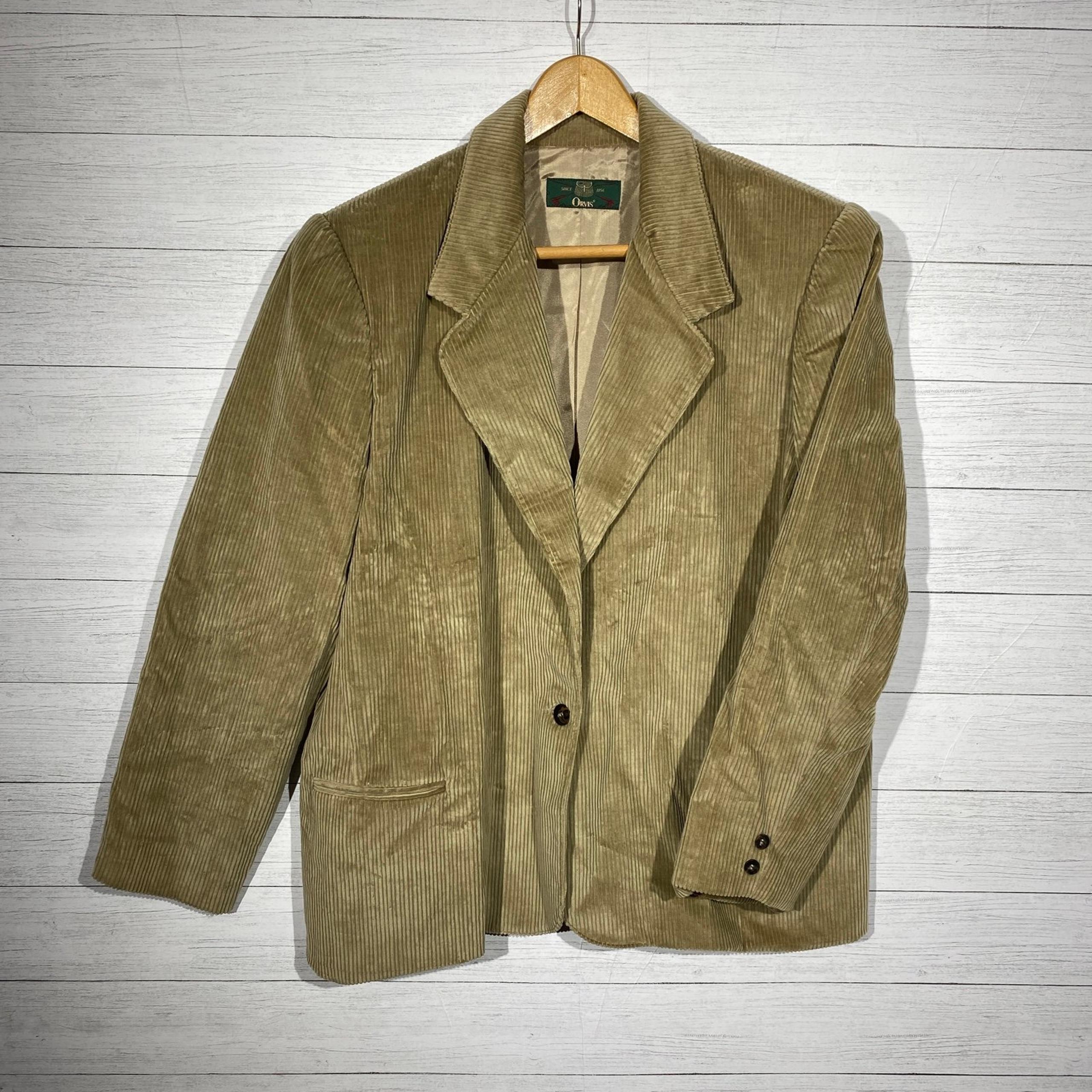 Orvis Corduroy vintage blazer women’s 20 tan beige thick texture Made in USA