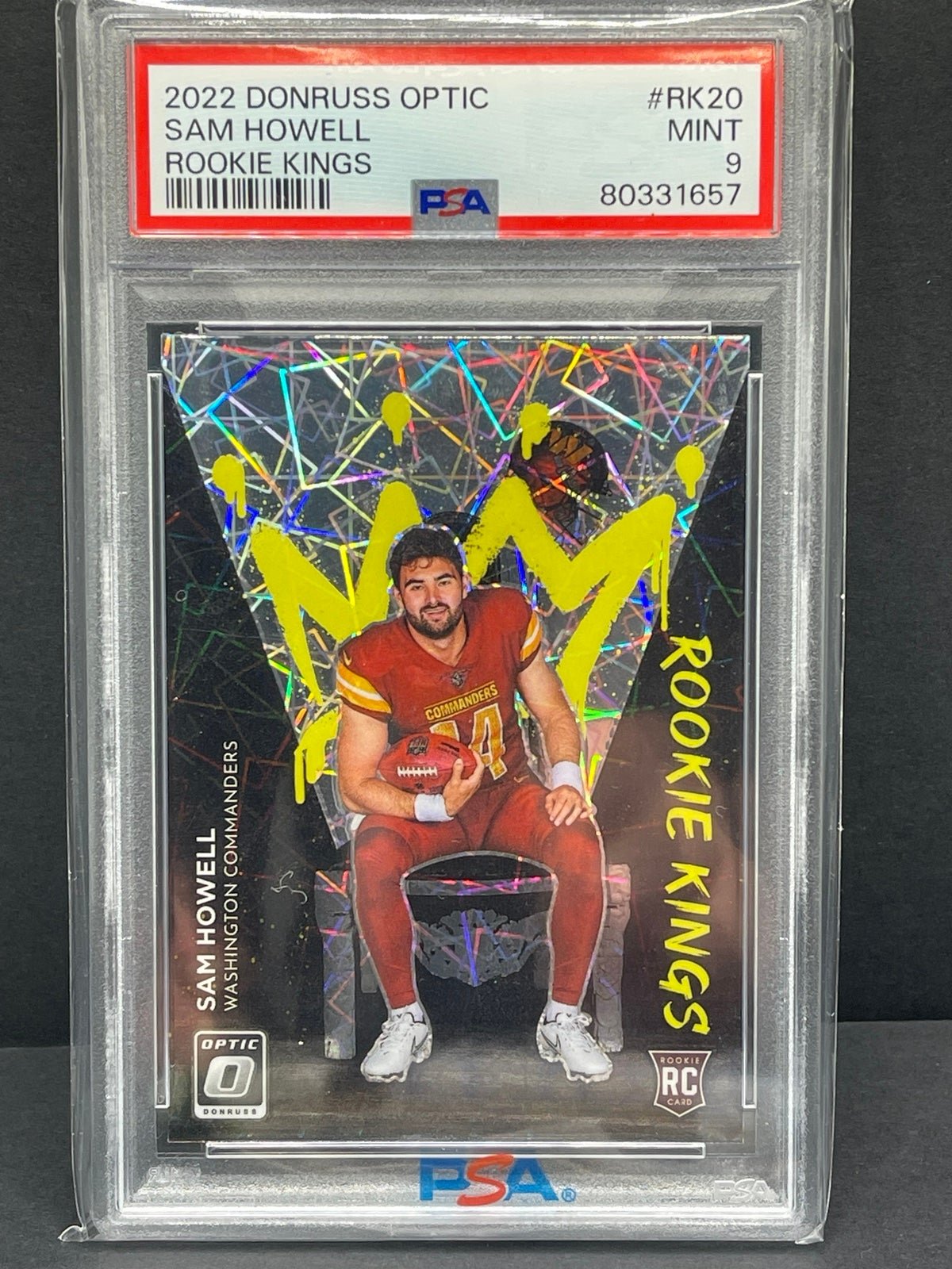 2022 Panini Donruss Optic Sam Howell Rookie Kings PSA 9 Mint RC - Commanders