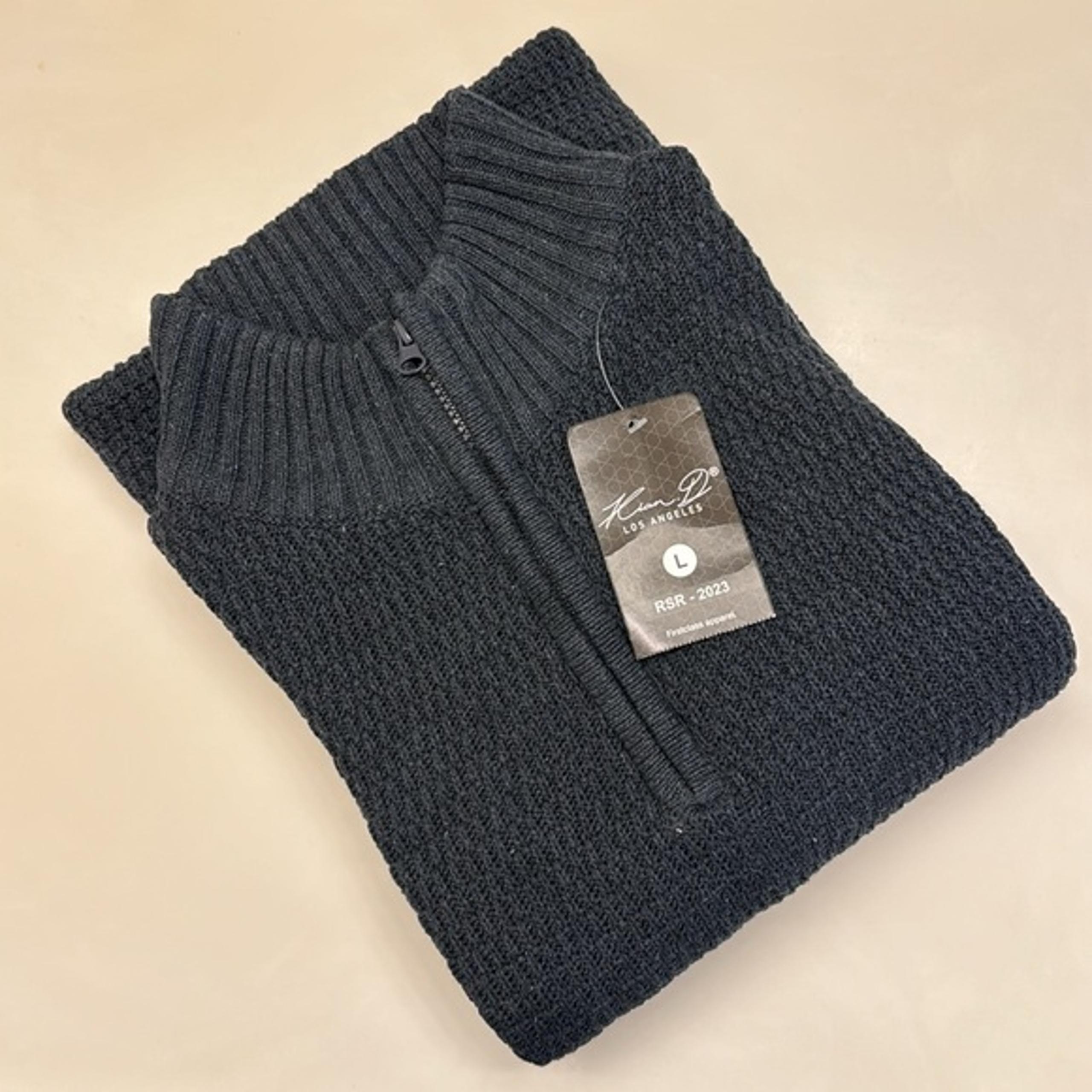 Kian D Men's Small Gray Lightweight 1/4 Zip Cable Knit Sweater