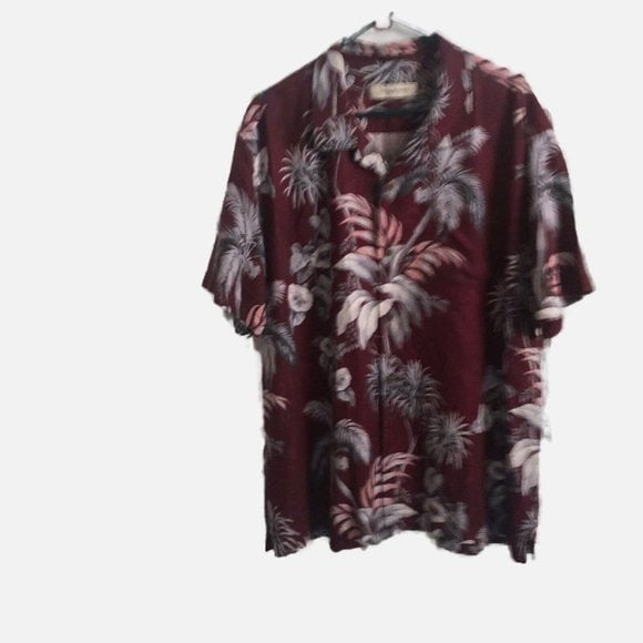 Tommy Bahama Men Red Floral Short Sleeve Button Front Shirt 100% Silk Size XXL.
